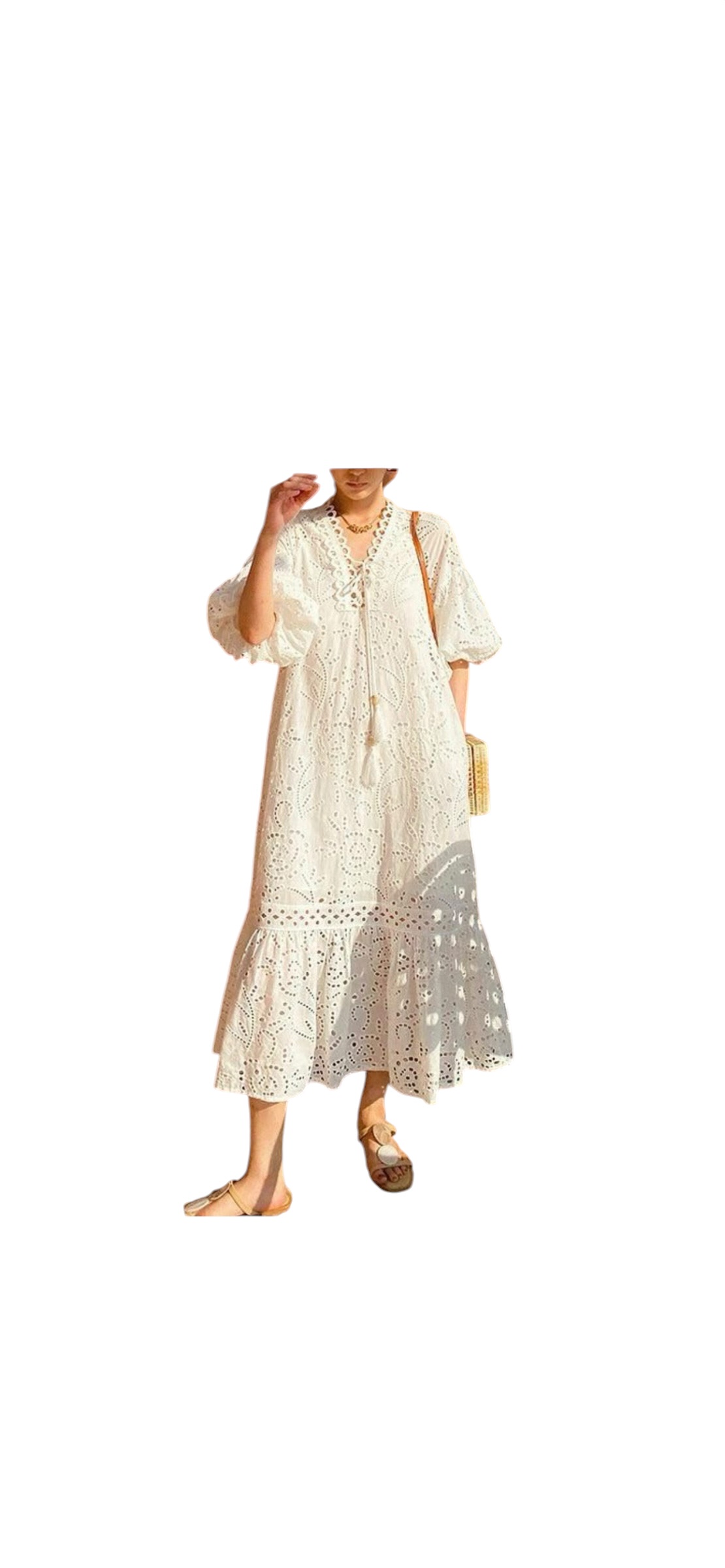 Eyelet Embroidered Midi Dress