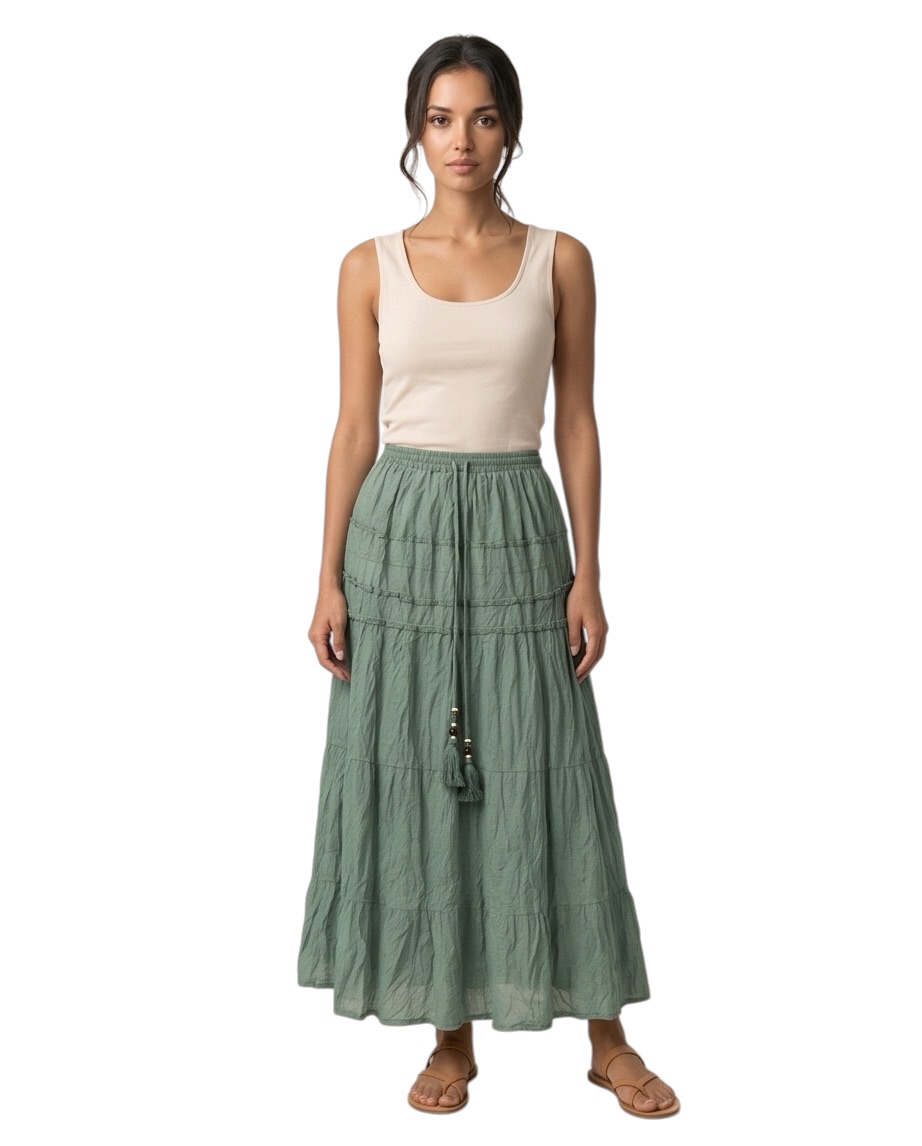 Bohemian Maxi Skirt — Green