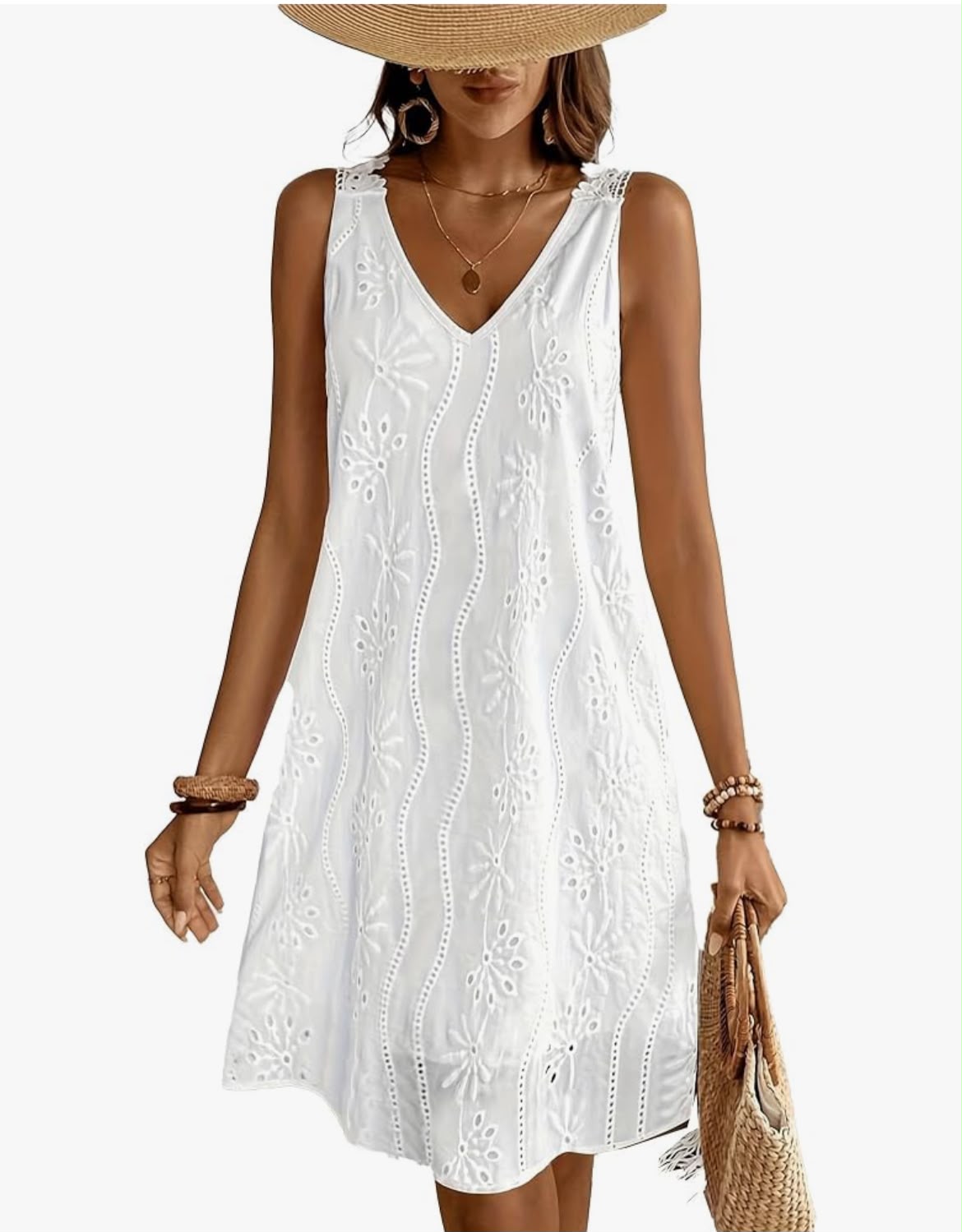 V-Neck Embroidery Dress