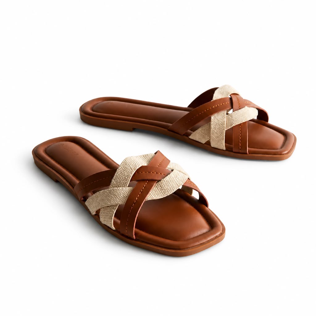 Primark Faux leather Weave slide - Beige