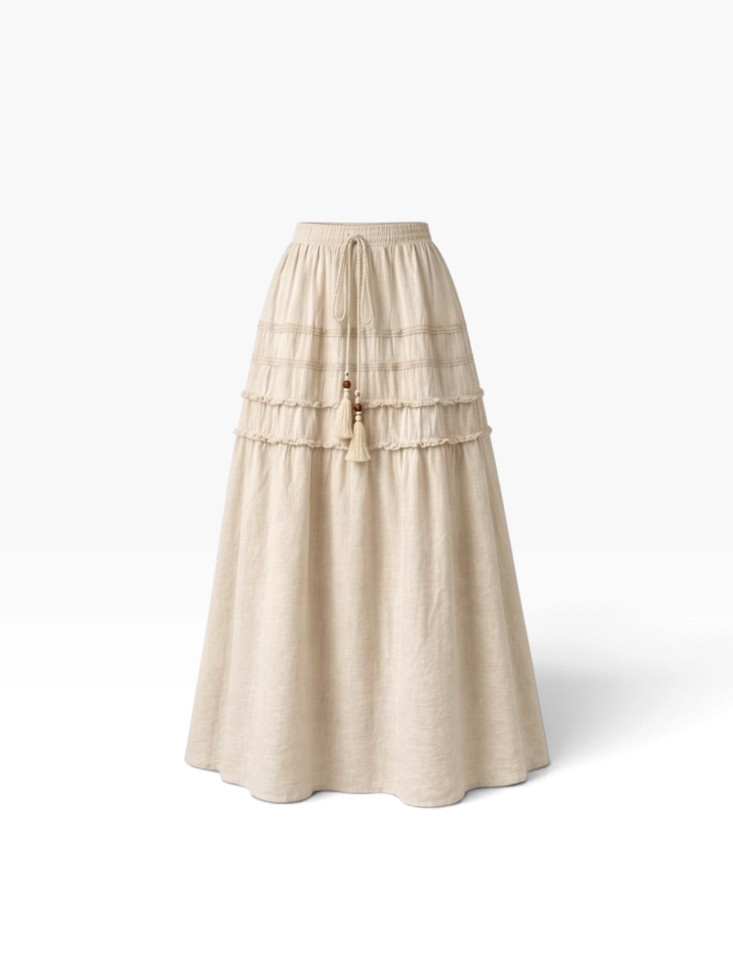 Bohemian Maxi Skirt — Beige