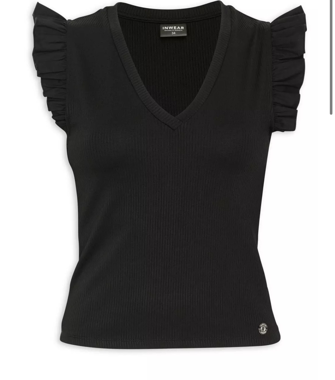Rib Knit Flutter Sleeve Top