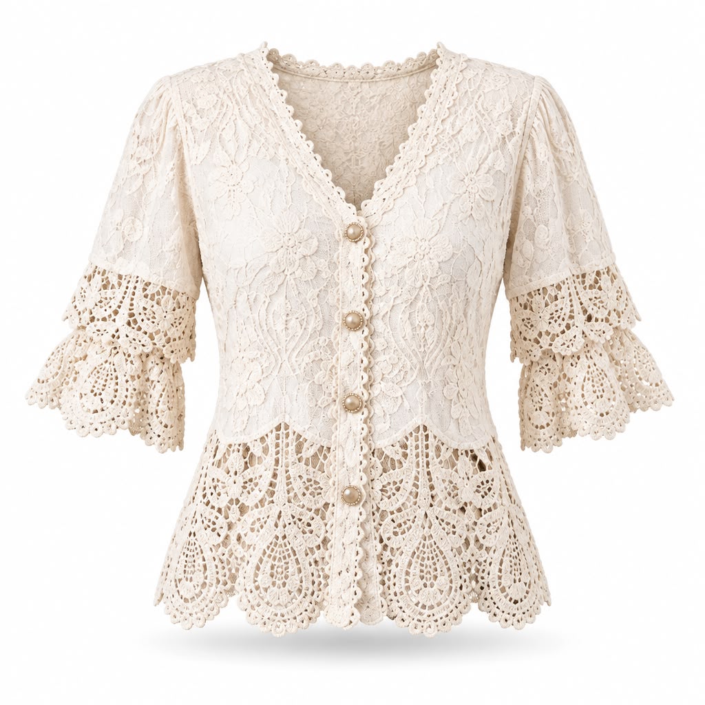 Lace Buttoned Top