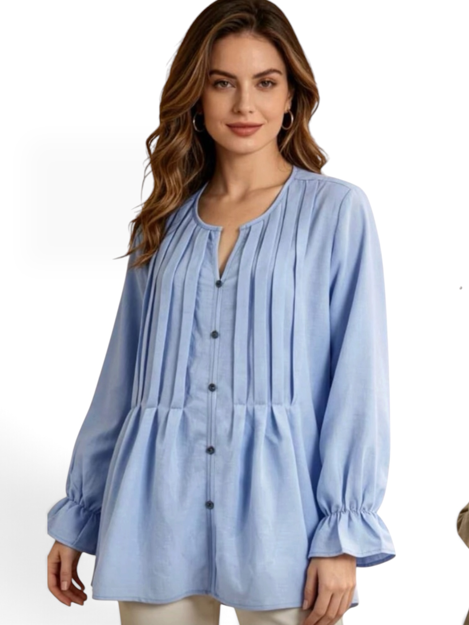Peplum Frill Shirt — Light Blue